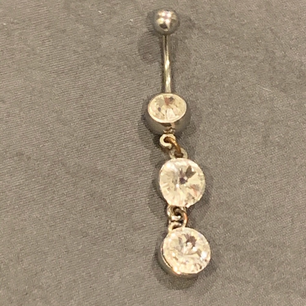 Belly Button Ring dangling rhinestones